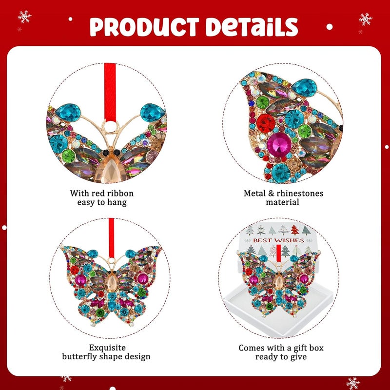 GROWTHMAGIC Store Butterfly Christmas Tree Ornaments - Metal Butterfly Ornaments for Christmas Tree Decor Keepsake Gifts for Women Girls - Image 5